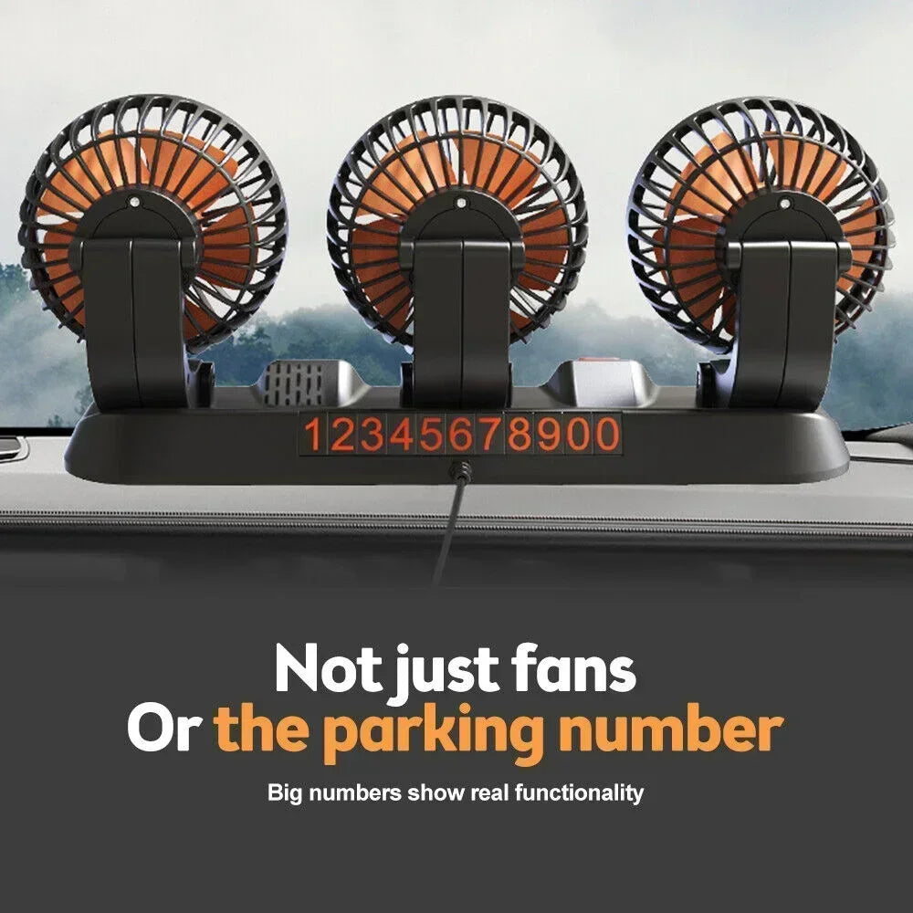 1/2/3 Head Car Fan Summer Air Cooler USB/12V/24V Adjustable 2 Speeds Silent Fan for Home Desk Office & Car