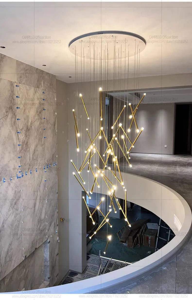 Modern Chandelier Luster Lights For Stair Hall Dining Living Room Duplex Building Indoor Lighting Fixture Staircase Chandelier