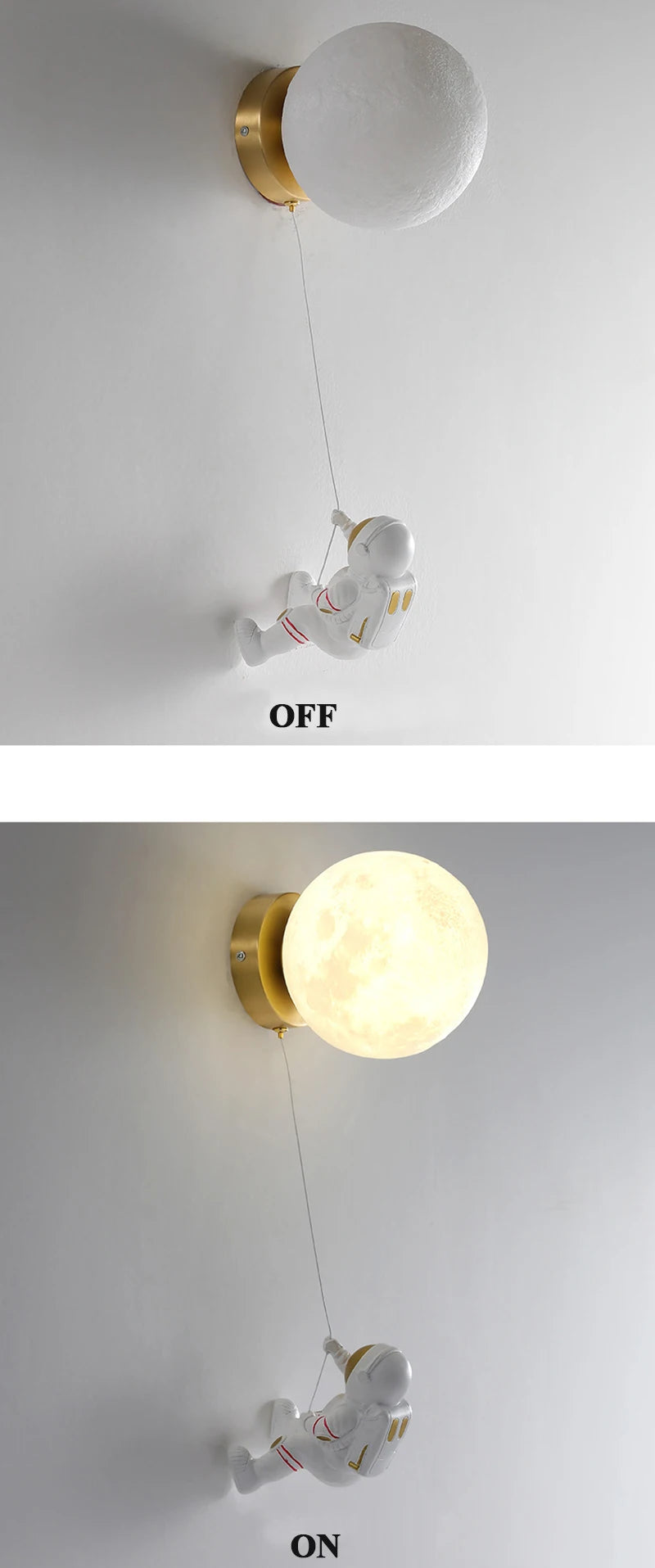 New Design Home Decoration Wall Lamp PLA Material 3D Print Lampshade Sconce Light Astronaut Climbing Moon Style Children Lustres