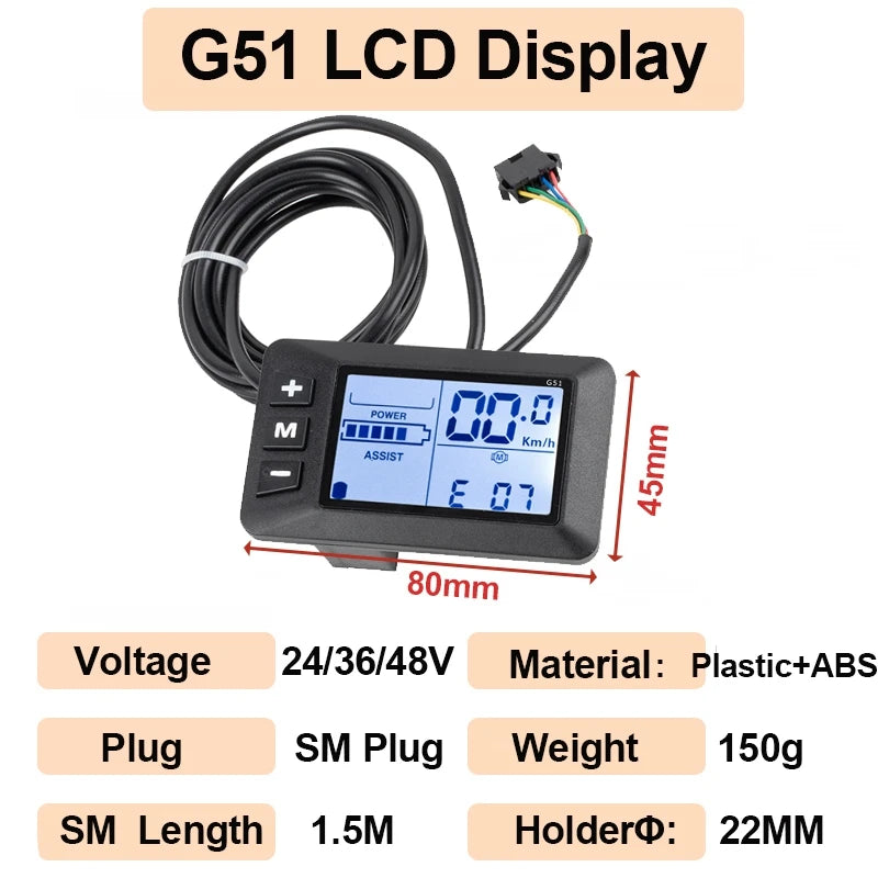 Electric Bike Brushless Controller 25A 35A with LCD Display Electric Bicycle Scooter E-bike Accessories Parts 36V 48V 750W 500W