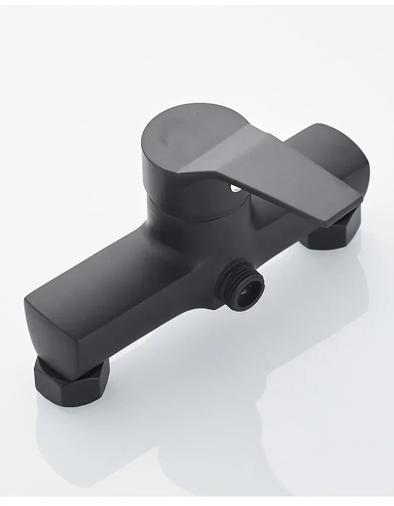 Black Wall-Mounted Shower Mixer Faucet - Single Handle Hot/Cold Water Control Valve for Household Bathroom Accessories