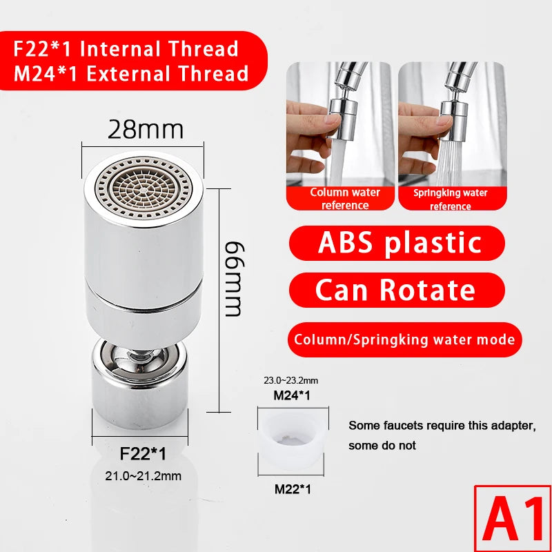 Adjustable 360 Swivel Water Saving  Brass Faucet Adapter 18/20/22/24mm 360 Degree Swivel Aerator Female Or Male Thread Accessory