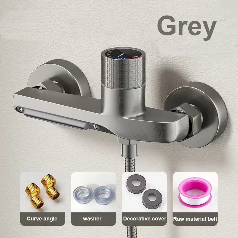 Brass Bathroom Shower Faucet Basin Faucets Wall Mounted Triple Tub Faucet Hot and Cold Water Mixing Valve Faucet