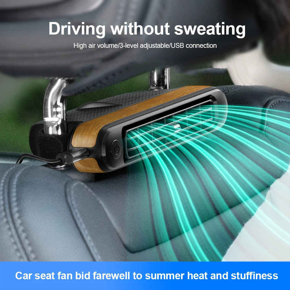 3 Speeds Adjustable Car Seat Fan Car Headrest Cooling Air Fan USB Powered Car Seat Headrest Fan Summer Car Accessories