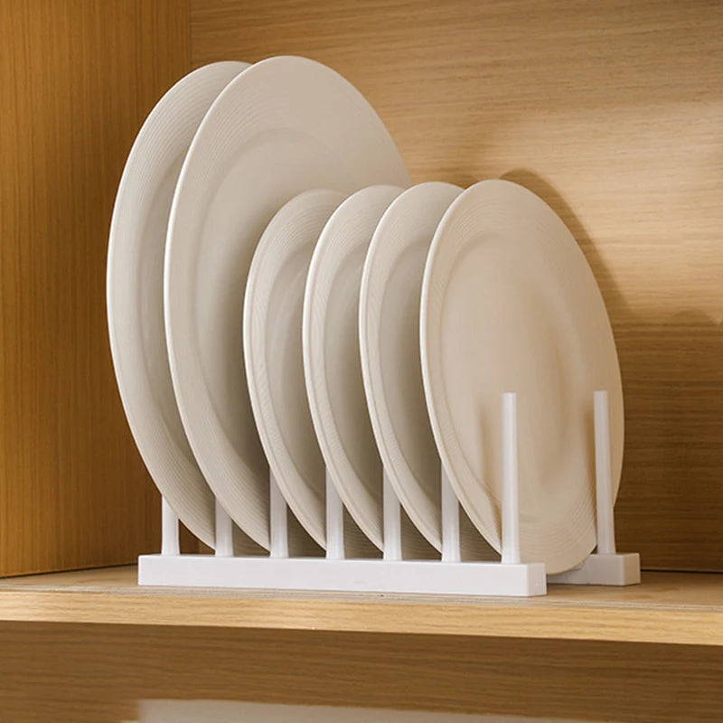 Plastic Dish Drainer Rack Kitchen Pot Lid Storage Rack Desktop Plates Display Shelf Detachable Stand Racks Kitchen Accessories