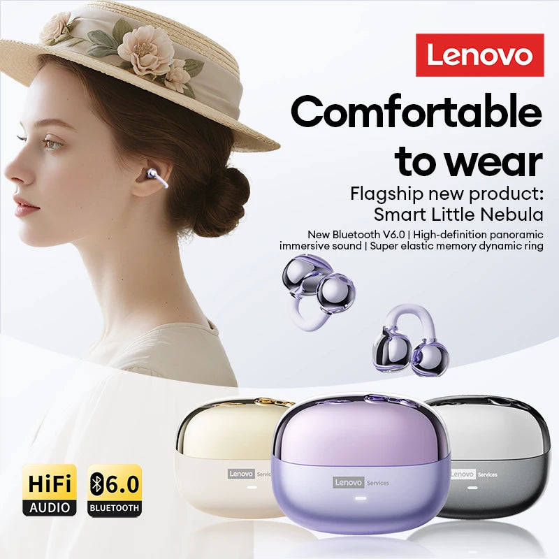 Choice Lenovo LE302 OWS Wireless Ear Clip Earbuds Bluetooth Low Latency HD Call HiFi Stereo Music Sports Open Ear Headphones New