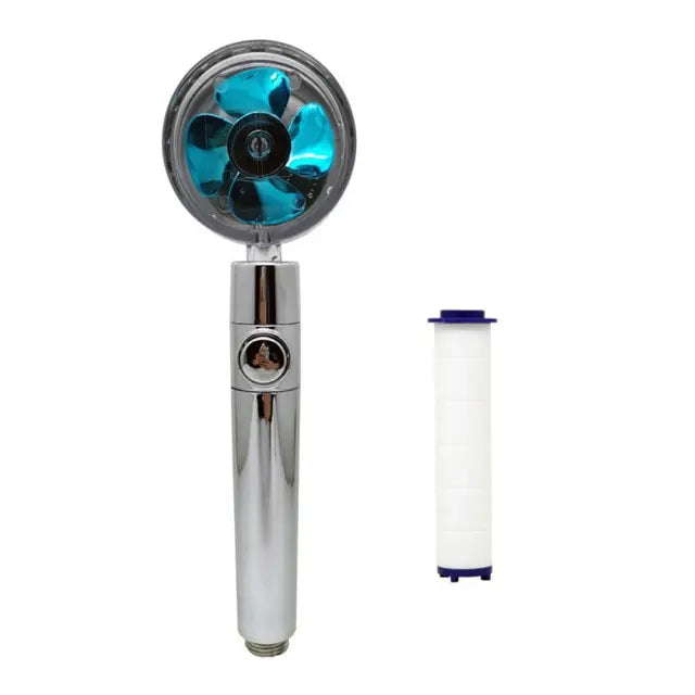New Propeller Driven Shower Head Cotton Filter Turbocharged High Pressure Handheld Shower Nozzle