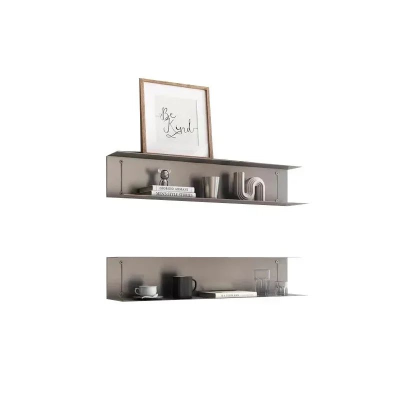 Modern Light Luxury Style Bar Coffee Shop Minimalist Art Pendant Wall-Mounted Decoration Stainless Steel Storage Rack Customized
