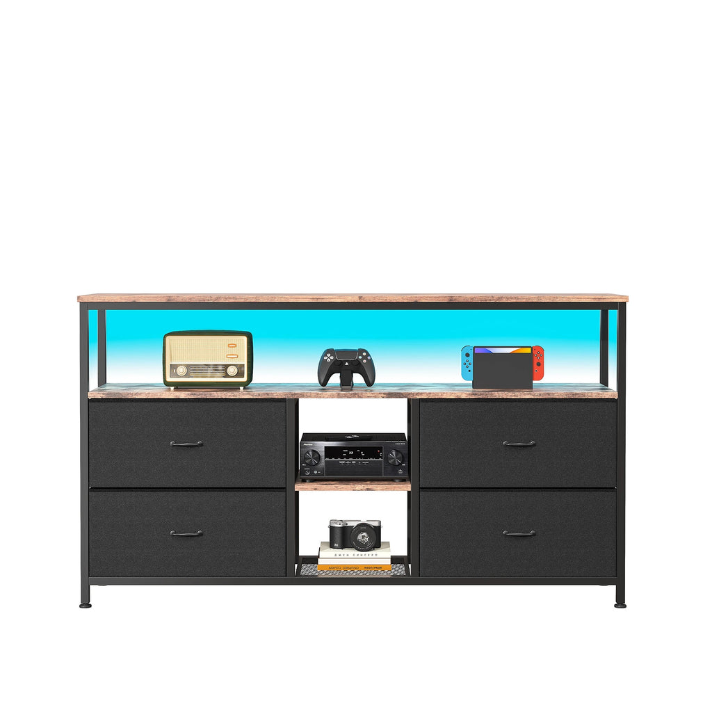 Rosahqnda TV stand with 4 drawers, TV cabinet, , adjustable shelves, TV table, TV cabinet living room furniture