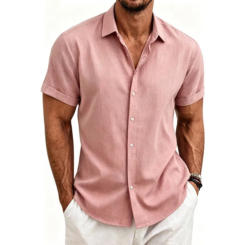 2026 Men's Simple and Fresh Shirt - Street Fashion Loose Quick-Drying Casual Shirt-Hawaiian Vacation Style Solid Collar Cardigan