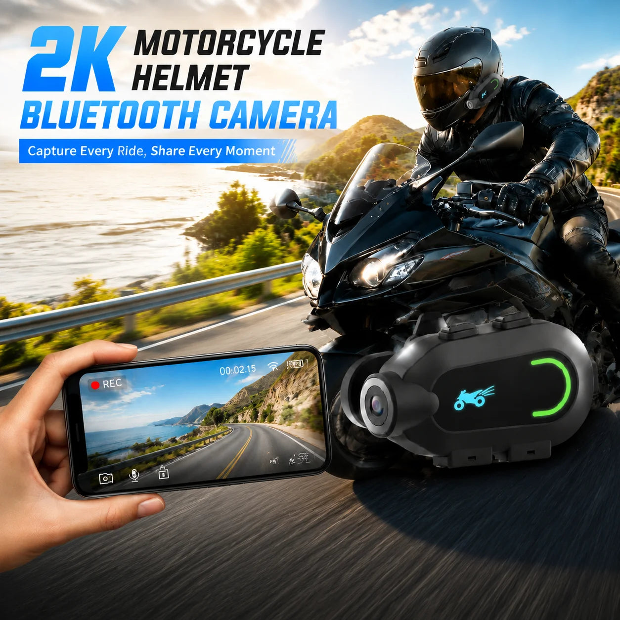 Action Camera - 1080P HD 30FPS Video, 9 Hour Battery, Waterproof, 300 Degree Rotating Lens, Streaming, Dashcam, Low Light Film.
