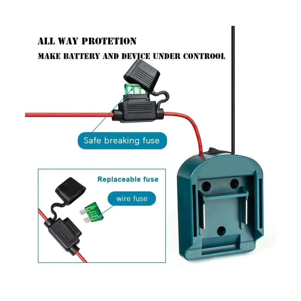External Battery Adapter Converter for Makita 14V/18V Battery DIY Power Tool box mod Plug accessories fuse and ON/OFF switch
