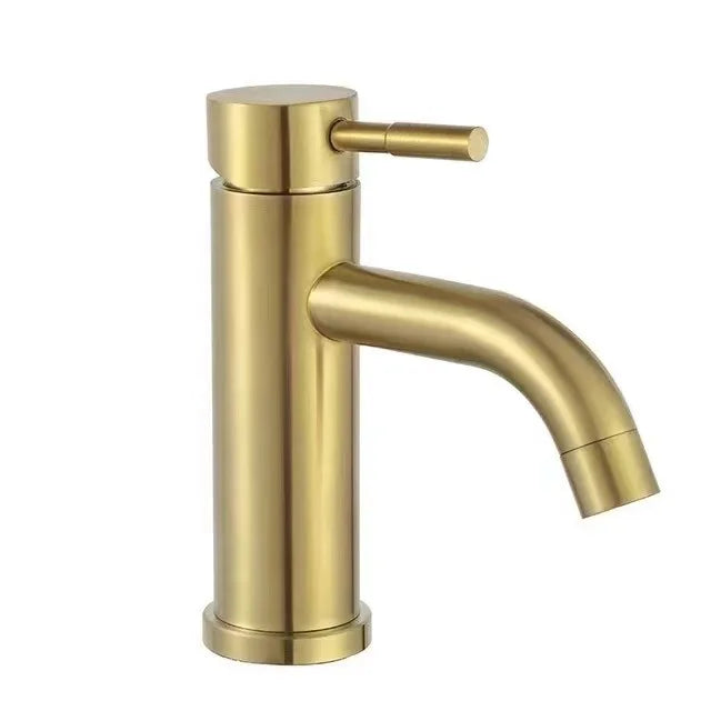Gold Bathroom Faucet Stainless Steel Bathroom Basin Faucet Cold And Hot Water Mixer Sink Tap Single Handle Deck Mounted Brushed