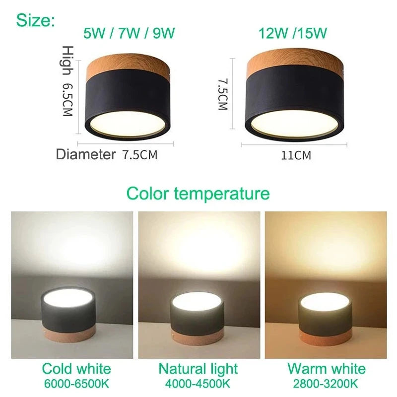 Led Ceiling Downlight Dimmable Surface Mounted Ceiling Lamp Wood Modern Light Spotlight Bedroom Living Room Homekit Bbulb AC220V
