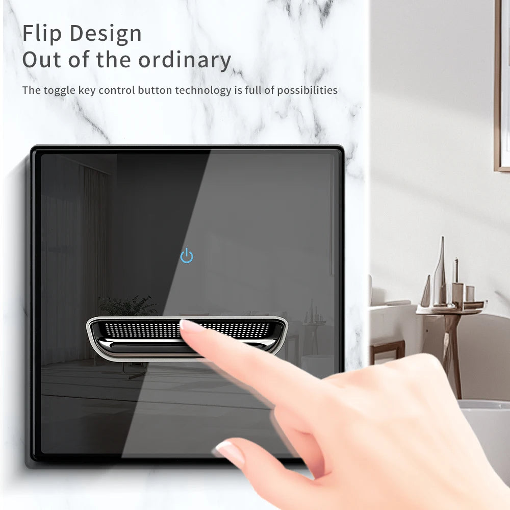Black Tempered Glass Wall Switch Panel Led European 16a Socket Retro Toggle Light Switch Eu Uk Standard 2usb Socket 1Gang-4gang