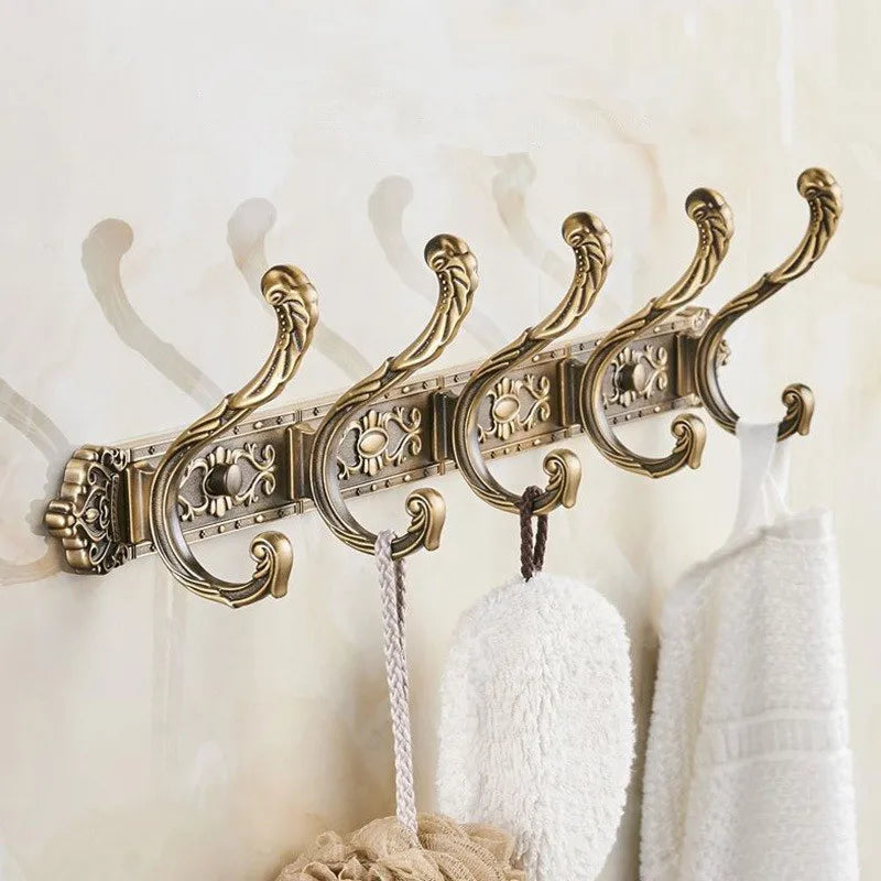 Antique Carved Towel Hanger Clothes Hat Hook Row Vintage Robe Hook Bathroom Robe Hook Bath Hardware Set Kitchen Hanger