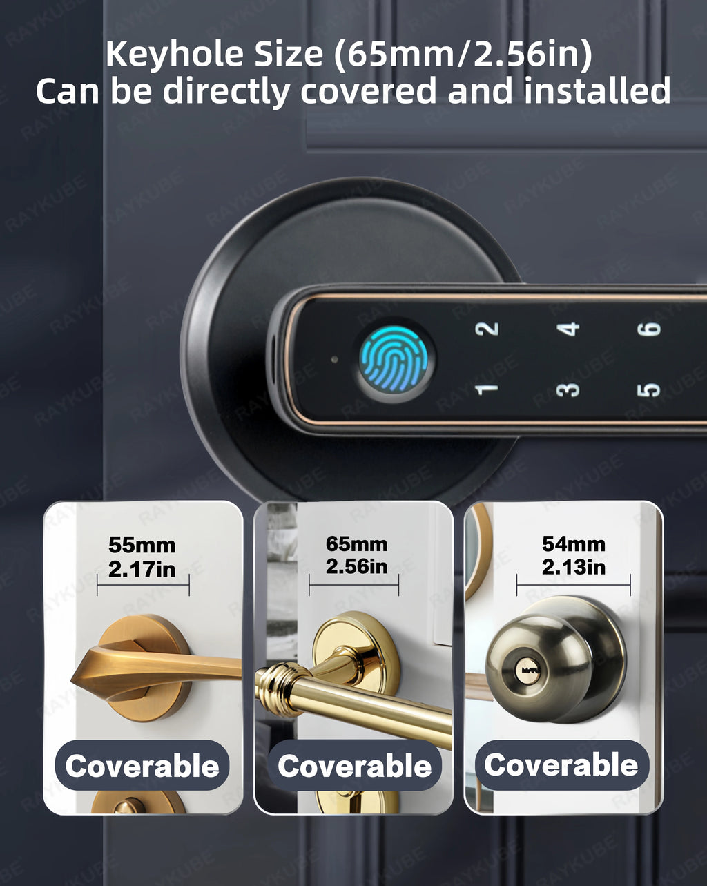 RAYKUBE M3-S Tuya Digital Fingerprint Door Lock Electronic Lock with Password/Key/Smartlife/Tuya APP Remote Unlock For Bedroom