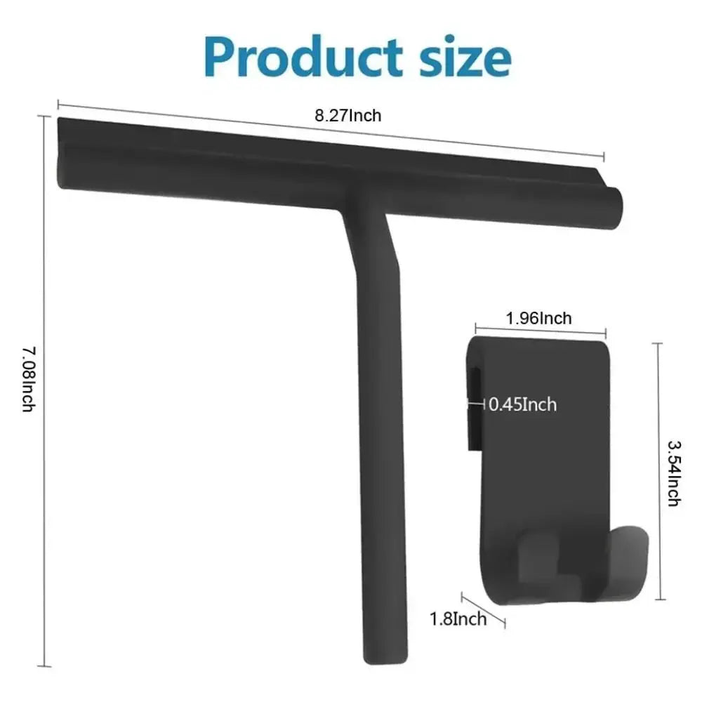 Matte Black Shower Squeegee Streak Free With Handle Window Scraper Silicone Material Hanging Holder Cleaning Tool