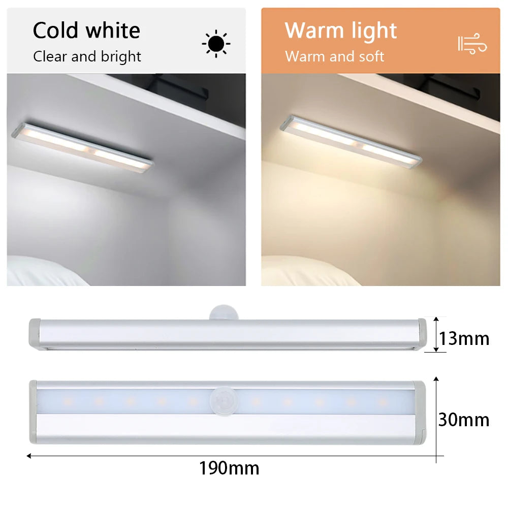 Ultra-thin LED Under Cabinet Lights PIR Motion Sensor Wireless LED Night Lights Bedroom Aluminum Kitchen Lamp Wardrobe Light