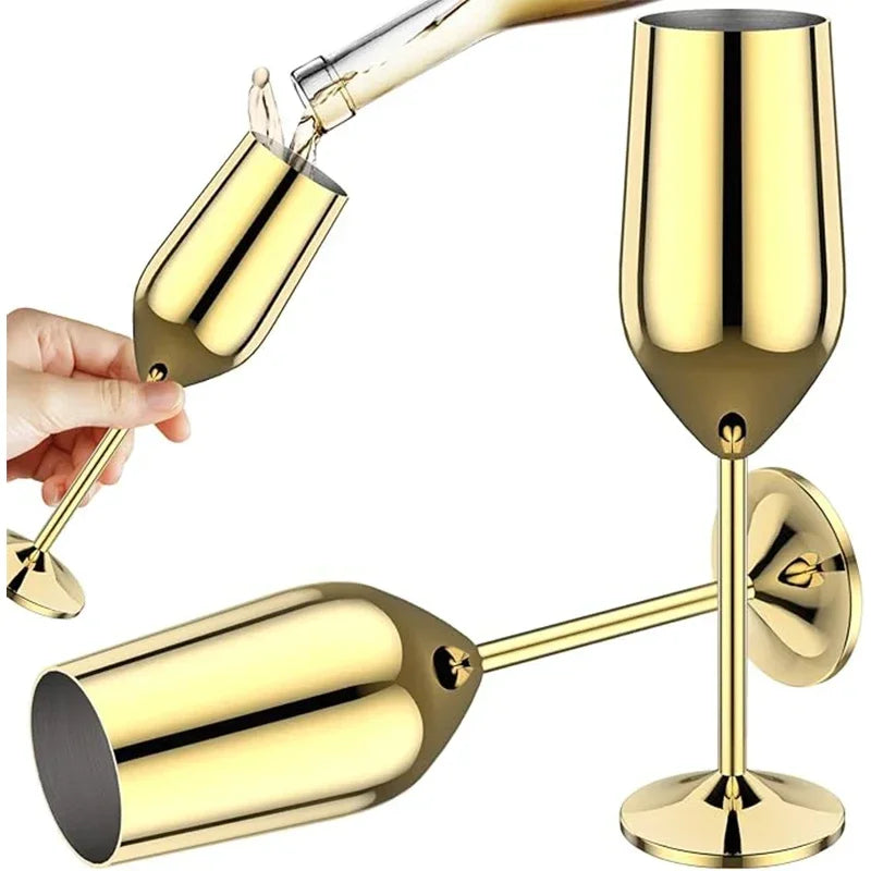 6Pcs Stainless Steel Unbreakable Metal Wine Glasses 220ml Cocktail Cups for Bar Drinking Glasses