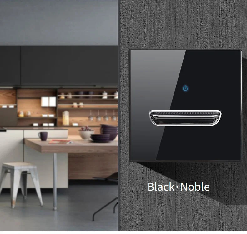 Wall Light Switch 1 2 3 4 Gang Tempered Glass Panel Blue LED Night Light White Black Gray Gold Pass Through Low Price