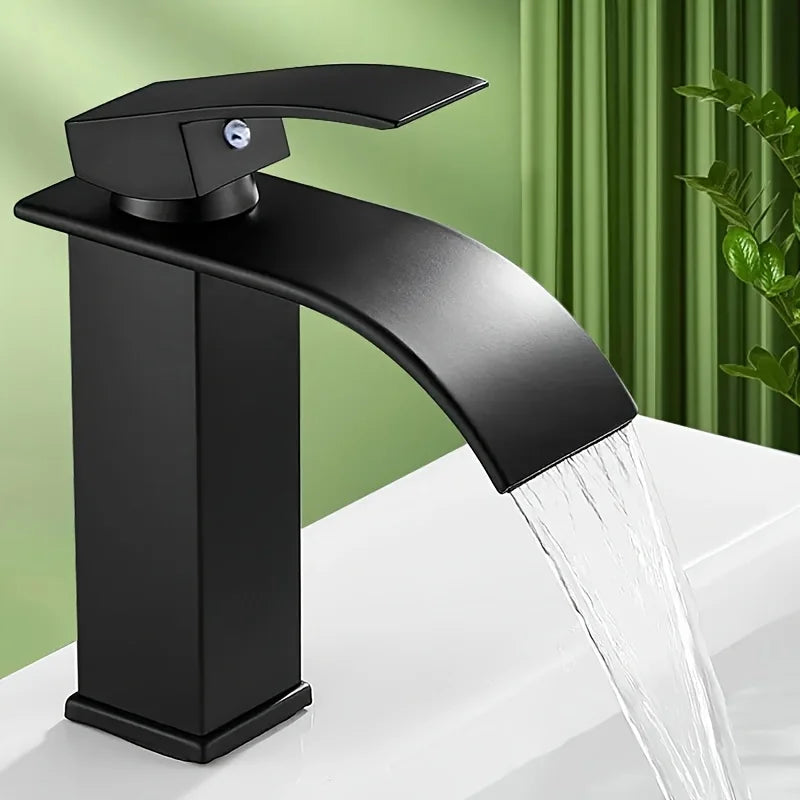 Washbasin Hot and Cold Faucet,Water Saving Design Suitable for Most Sinking Faucets Tube Black Waterfall Household Bathroom