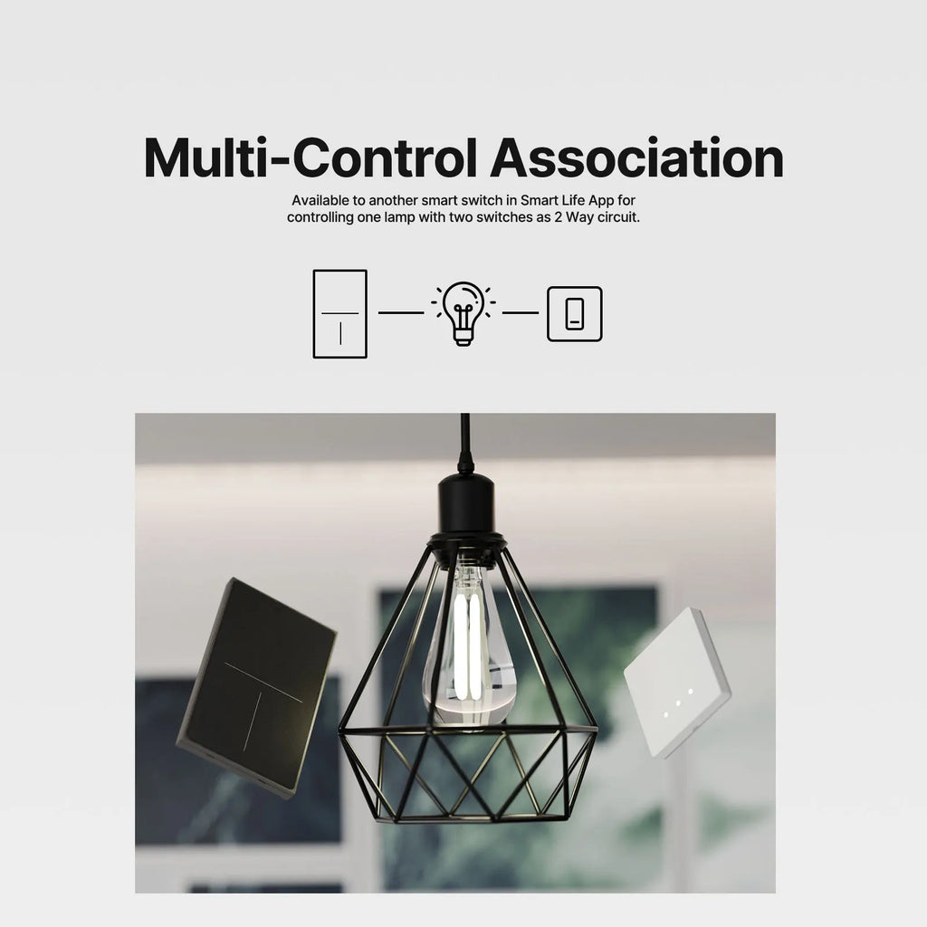 Smart Zigbee Wall Switch with Touch Glass Panel, Scene Mode Switching & APP Remote Control, No Neutral Wire Required
