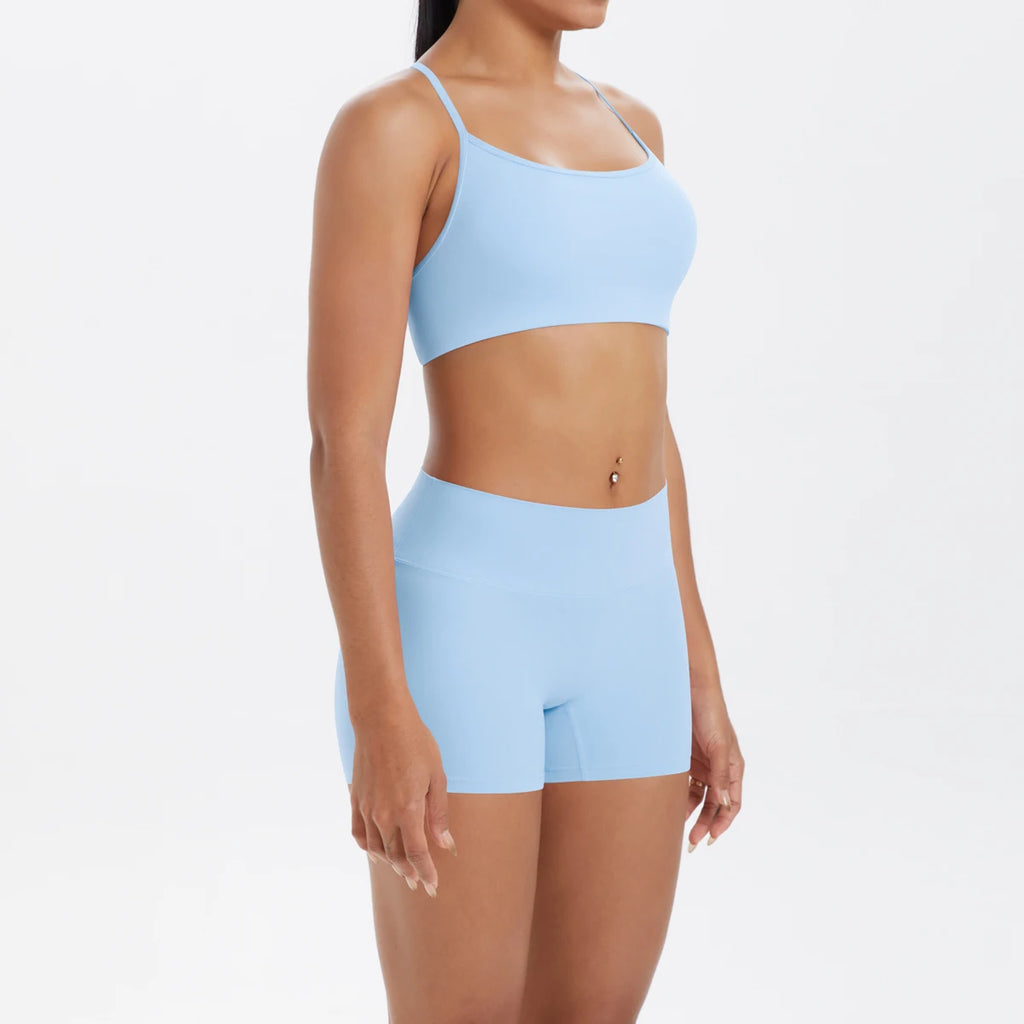 New Cross Backless Yoga Bra And Fitness Shorts Gym Yoga Set Woman’s Summer Running Sports Quick-Dry Women Gym Clothing Yoga Suit