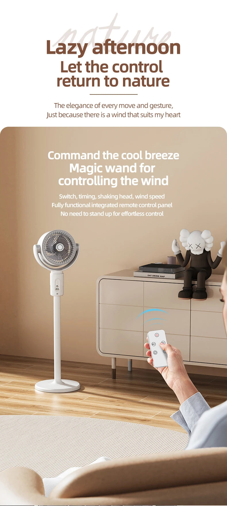 Air Circulation Fan Rechargeable Oscillating Fan Five Gear Adjustment Stand Fan Adjustable Height Household Air Circulation Fan