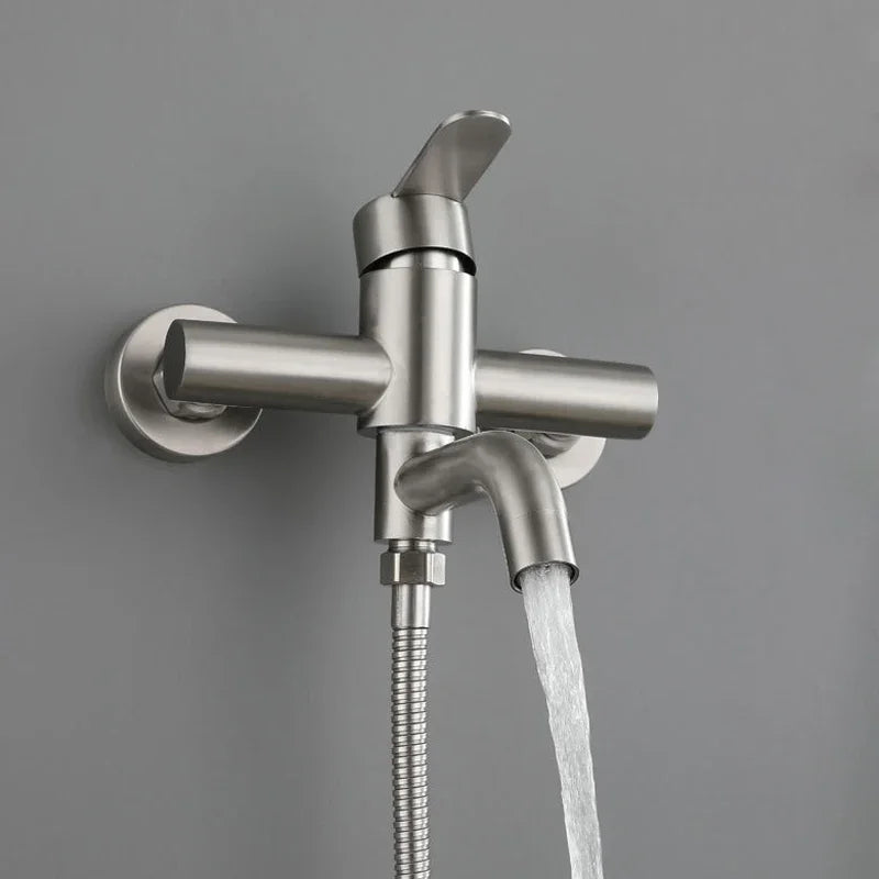 Stainless Steel Bathtub Shower Mixer Taps Faucet Shower Wall Mounted Bathroom Fixtures Ceramic Valve Core Triple Hot Cold Tap