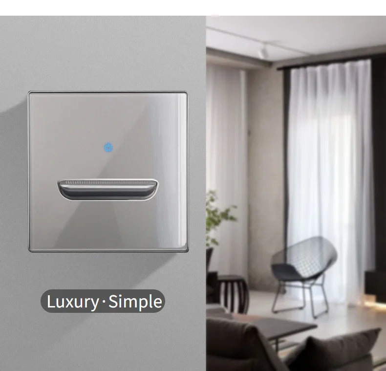 Wall Light Switch 1 2 3 4 Gang Tempered Glass Panel Blue LED Night Light White Black Gray Gold Pass Through Low Price