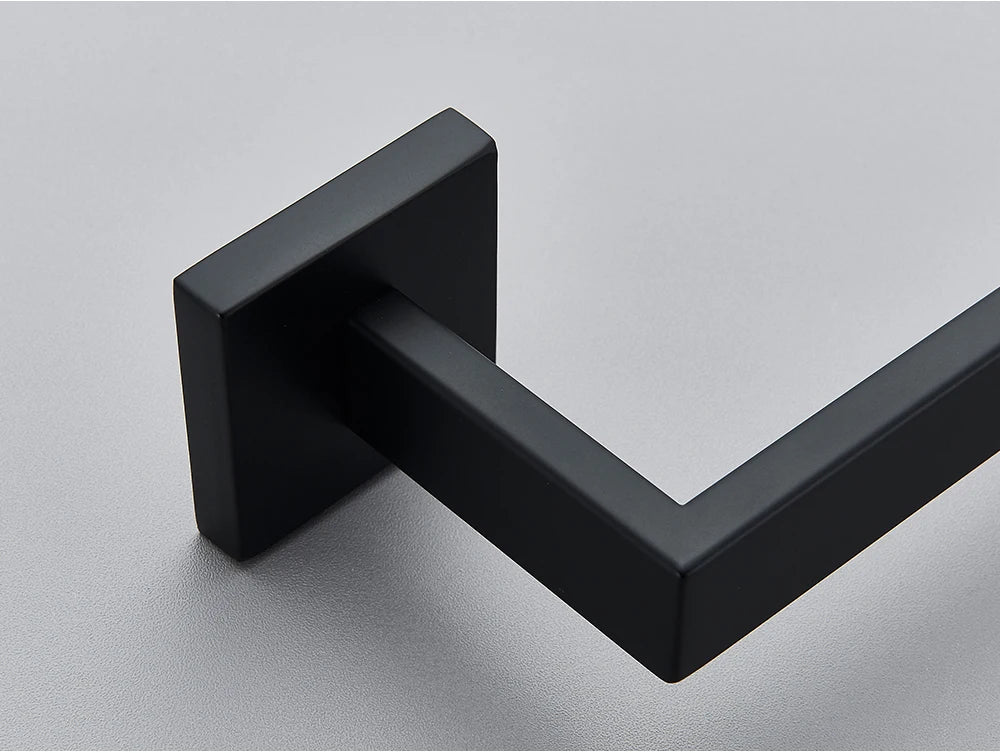 Bathroom Hardware Set Black Robe Hook Towel Rail Bar Shelf Tissue Paper Holder Wall Mounted Bathroom Accessories