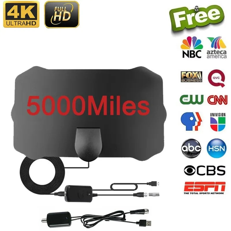4K Indoor TV Digital Box Antenna HD HDTV Antena DVB-T/T2 DVBT2 Cable TV Antena 5000 Miles UHF VHF DTV Antennas Aerial For Car RV