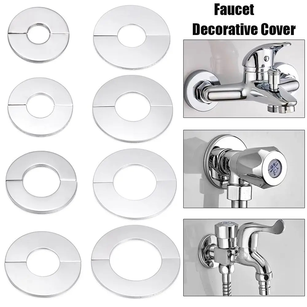 Black Shower Faucet Decorative Cover Chrome Finish Stainless Steel Wall Flange Water Pipe Wall Covers Bathroom Faucet Accessory