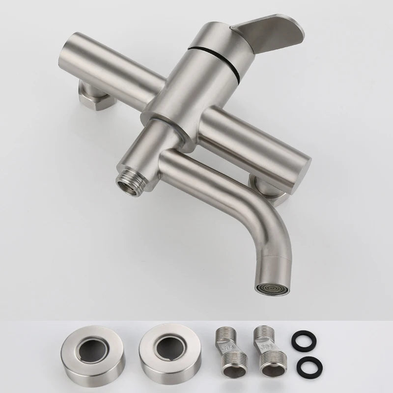 Bathroom Shower Faucet Stainless Steel Triple Bathtub Faucet Mixers Hot Cold Mixer Valve Nozzle Tap Wall Mounted Home Shower Set