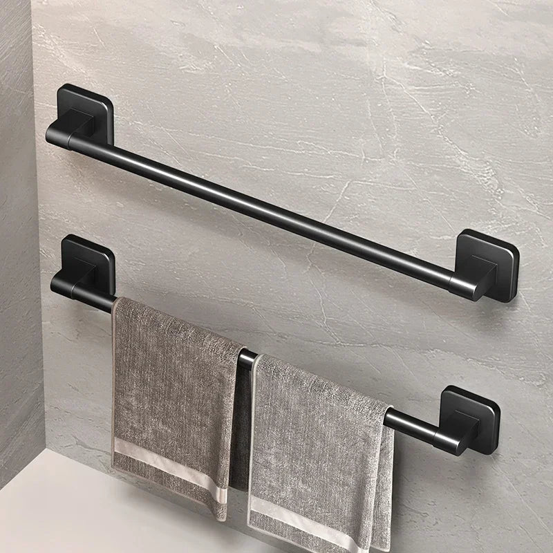 Self-Adhesive Towel Rack Bathroom Towel Holder Without Drilling Bathroom Black Corner Shelf Bar 50CM Bathroom Storage Towel Rail