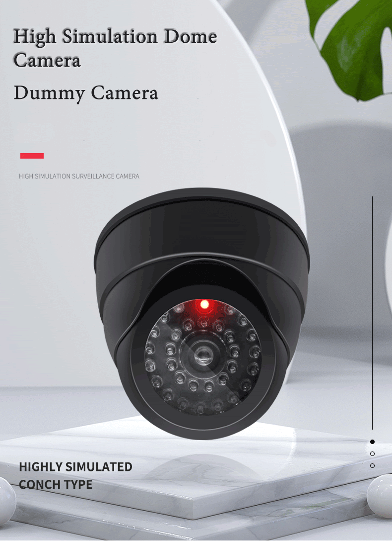 Creative Black Plastic Dome CCTV Dummy Camera Flashing Led Fake Camera Power Via AA Battery Surveillance Security System