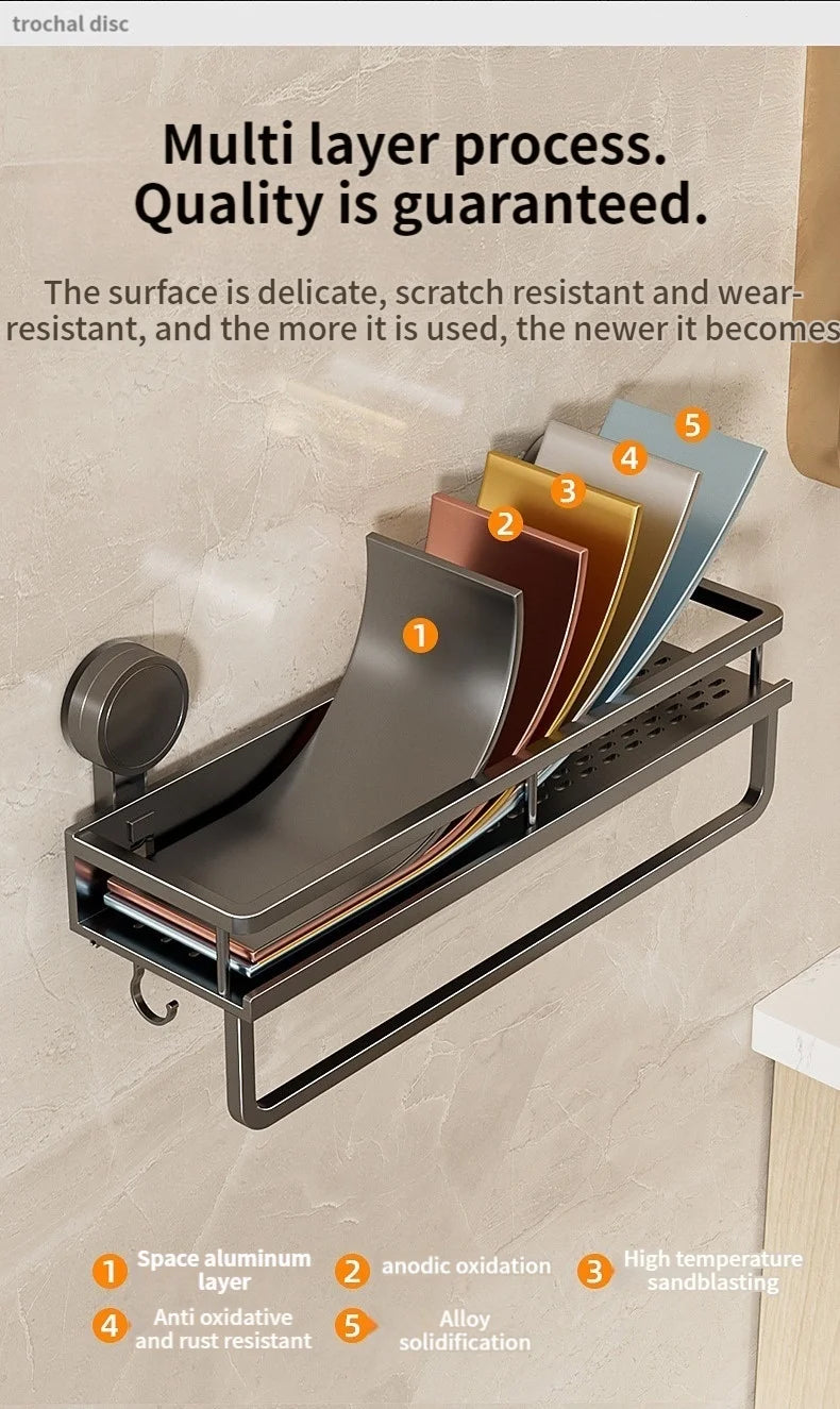 Toilet storage rack, bathroom washbasin, toilet, shower room, kitchen, wall mounted non perforated towel rack