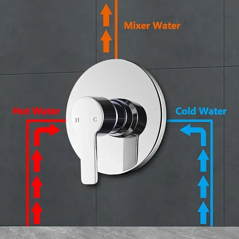 Bathroom Wall Mounted Hot And Cold Water Mixing Valve Body Faucet Solid Brass Black Single Handle Concealed Shower Faucet Mixer