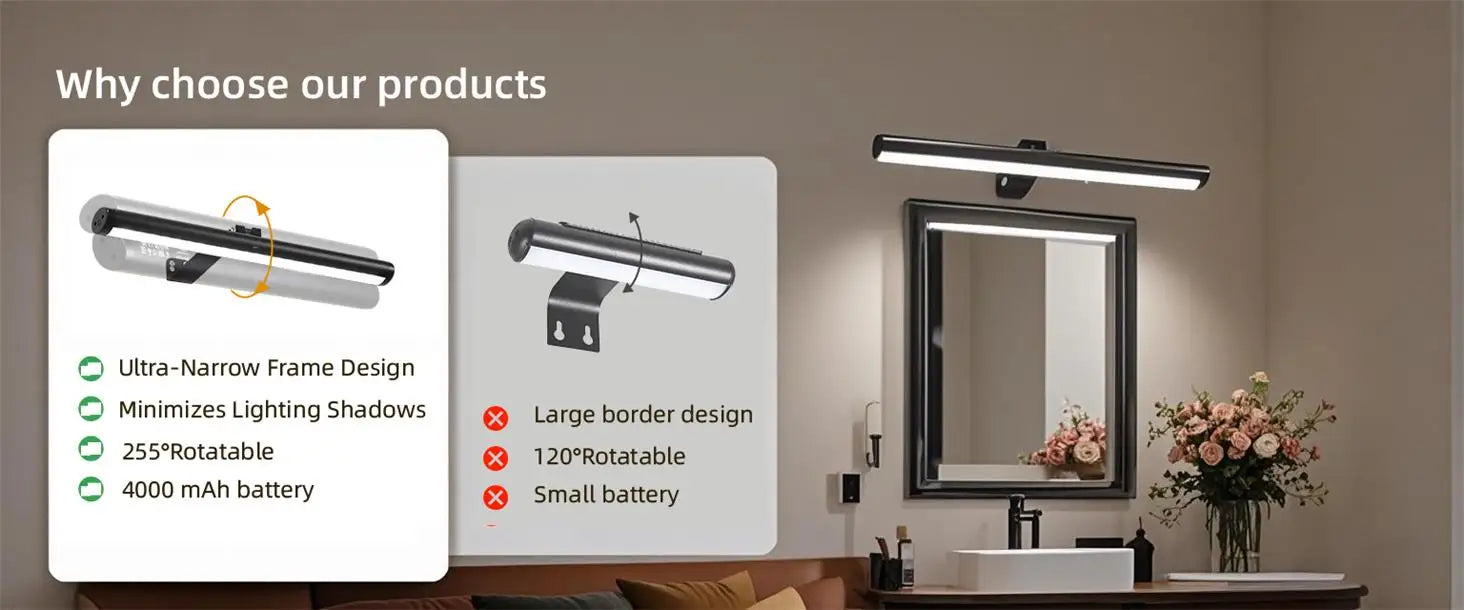 Bathroom Vanity Light Led Wall Lamp Aluminum 45cm Indoor Modern Black Wall Sconces Mirror Wall Light Painting Picture Light