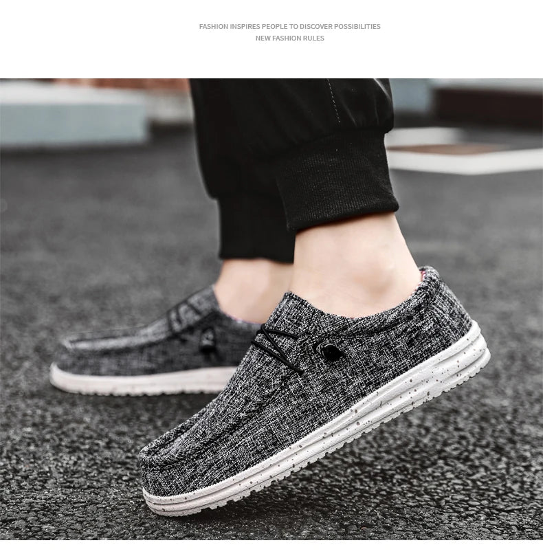 Men Shoes Casual Canvas Loafers Shoes Light Breathable Flats Leisure Male Vulcanized Shoes Walking Sneakers Plus Size 39-46