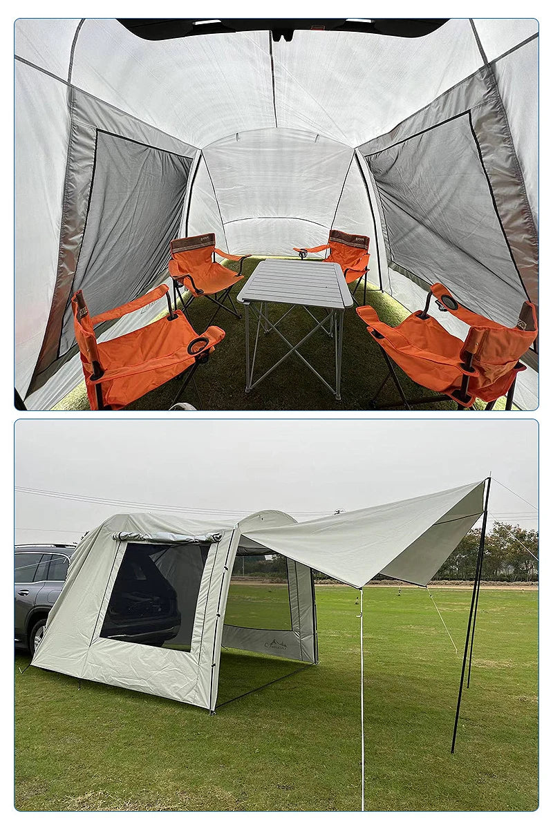Outdoor SUV Car Camping tent Portable Waterproof Tent 3-4 people Dome Extension tent Sunshade Tunnel style tent,Large tent.