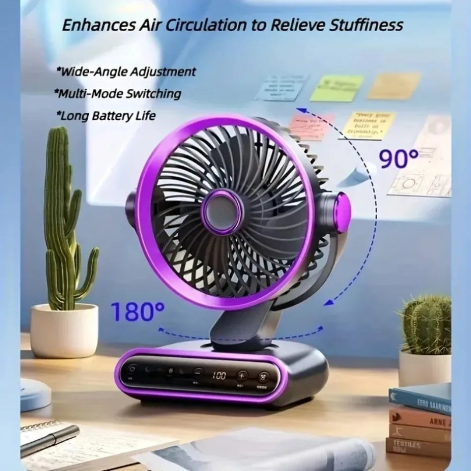 Air Circulation AI Fan Desktop Portable Rechargeable Fan Smart 100 Speed Stepless Quiet Brushless Motor Type-C Baby Sleep Wind