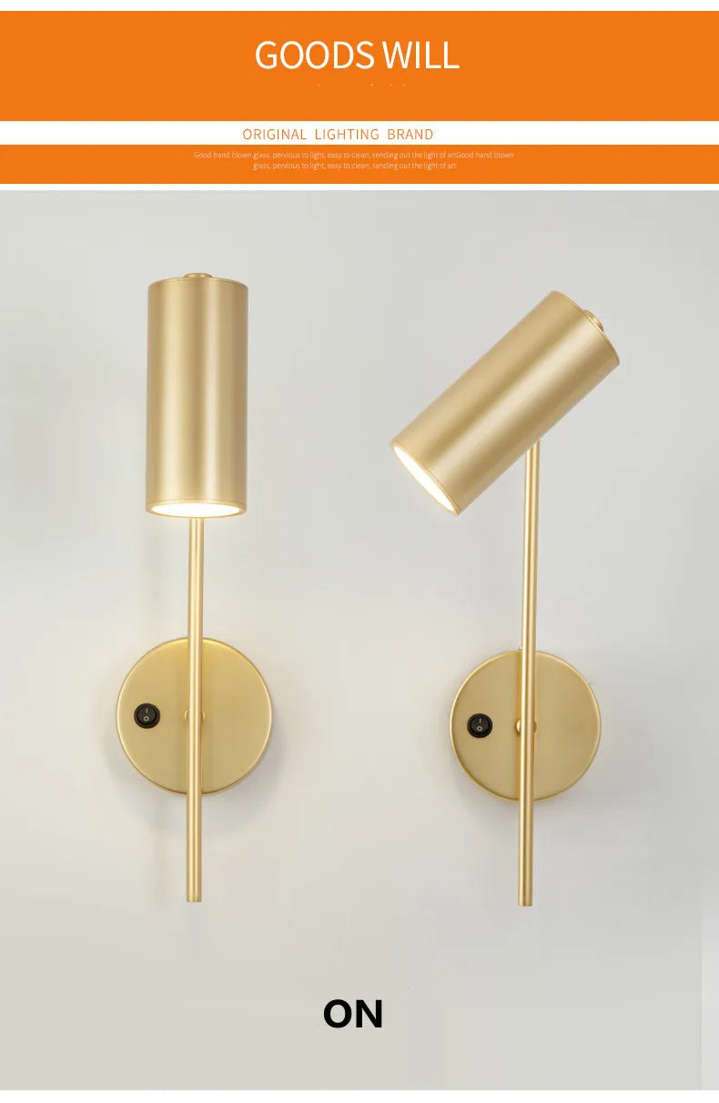 Modern Rotatable Wall Lamp Living Room Background LED Wall Light Bedroom Bedside Light Aisle Long Pole Switch Lamp