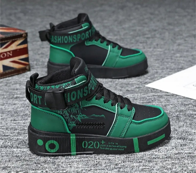 2026Men High Top Boots Platform Vulcanized Sneakers Lace Up Soft Sole Men Casual Walking Shoes Ankle Boots Tenis Masculino 39-45