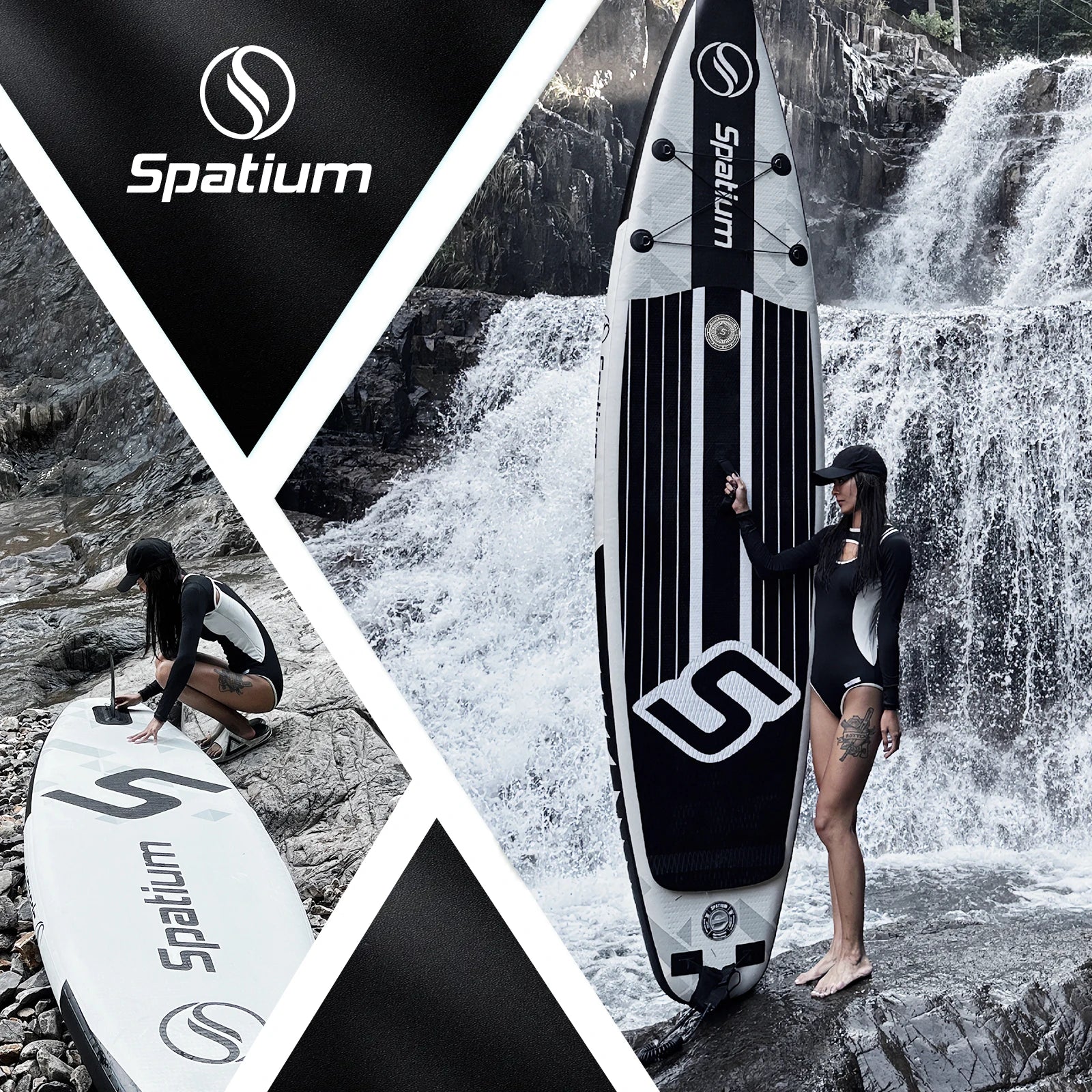 Spatium Inflatable Paddle Board Touring Portable Water Sports Air Inflatable Anti-Skid Surfing Board Equipped With Backpack