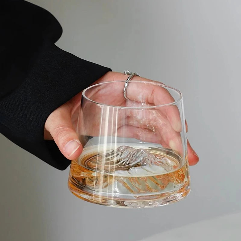 Transparent Whiskey Glasses Mountain Crystal Glass Drinking Glasses for Drinking Bourbon, Cognac, Scotch, Cocktails 125-380ml