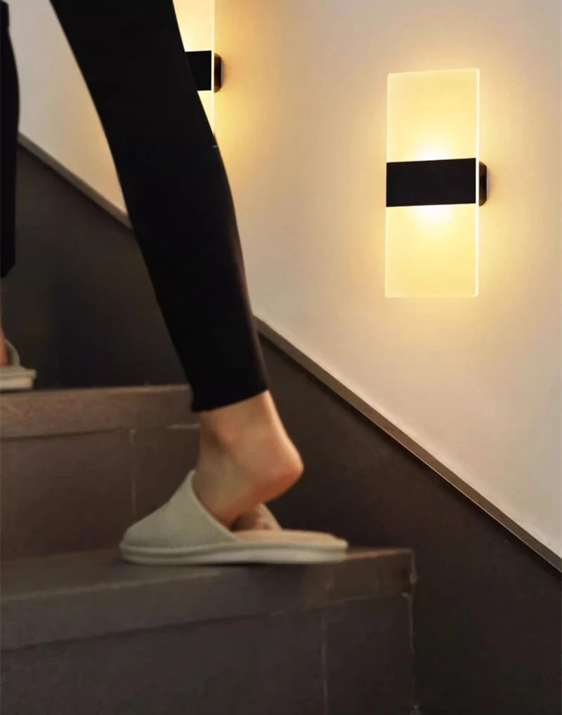 Touch Sensor Switch LED Wall Lamp USB Rechargeable Wireless Acrylic Stair Night Light Bedroom Aisle Kitchen Wall Sconce Lighting
