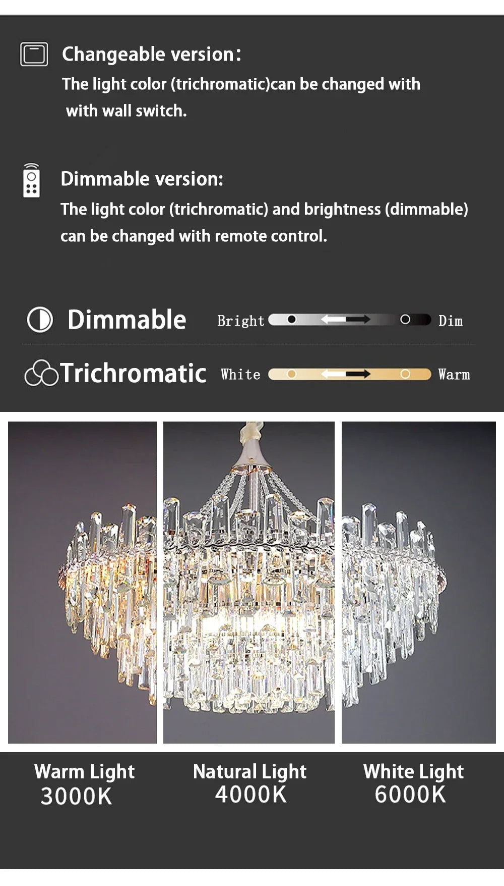 Modern Luxury Led Lights Clear Crystal Chandeliers for Living Room Villa Bedroom Dining Room Art Home Decoration Pendant Lamps