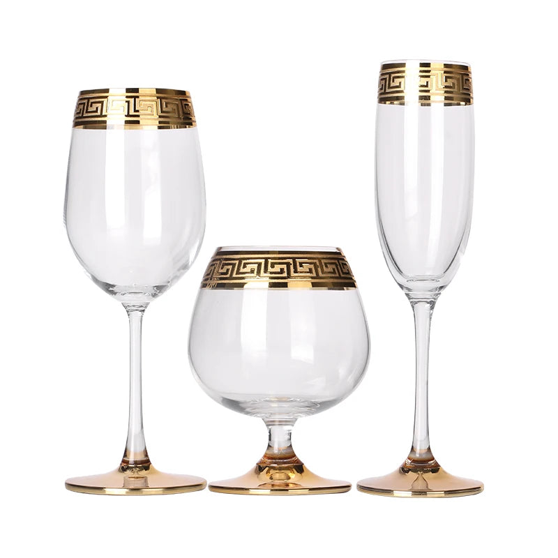 Phnom Penh Silver Rim European Glass Brandy Champagne Glasses Tall Wine Glasses Crystal Wine Glasses Table Household Glasses
